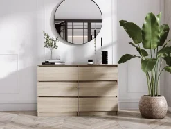 Commode 6 Tiroirs, Chêne Sonoma, 120 X 39 X 79 Cm