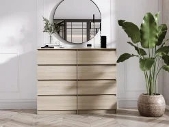 Commode 8 Tiroirs, Chêne Sonoma, 140 X 101 X 39 Cm