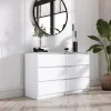 Commode 6 Tiroirs, Chêne Sonoma / Blanc Top, 120 X 39 X 78 Cm