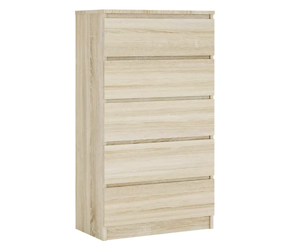 Commode 5 Tiroirs, Chêne Sonoma, 70 X 39 X 125 Cm