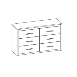 Commode 6 tiroirs Colorado - Décor Chene Kornberg - L 129,1 x H 77,1 x P 41,8 cm - DEMEYERE