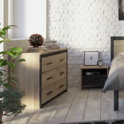 Commode 6 tiroirs Colorado - Décor Chene Kornberg - L 129,1 x H 77,1 x P 41,8 cm - DEMEYERE
