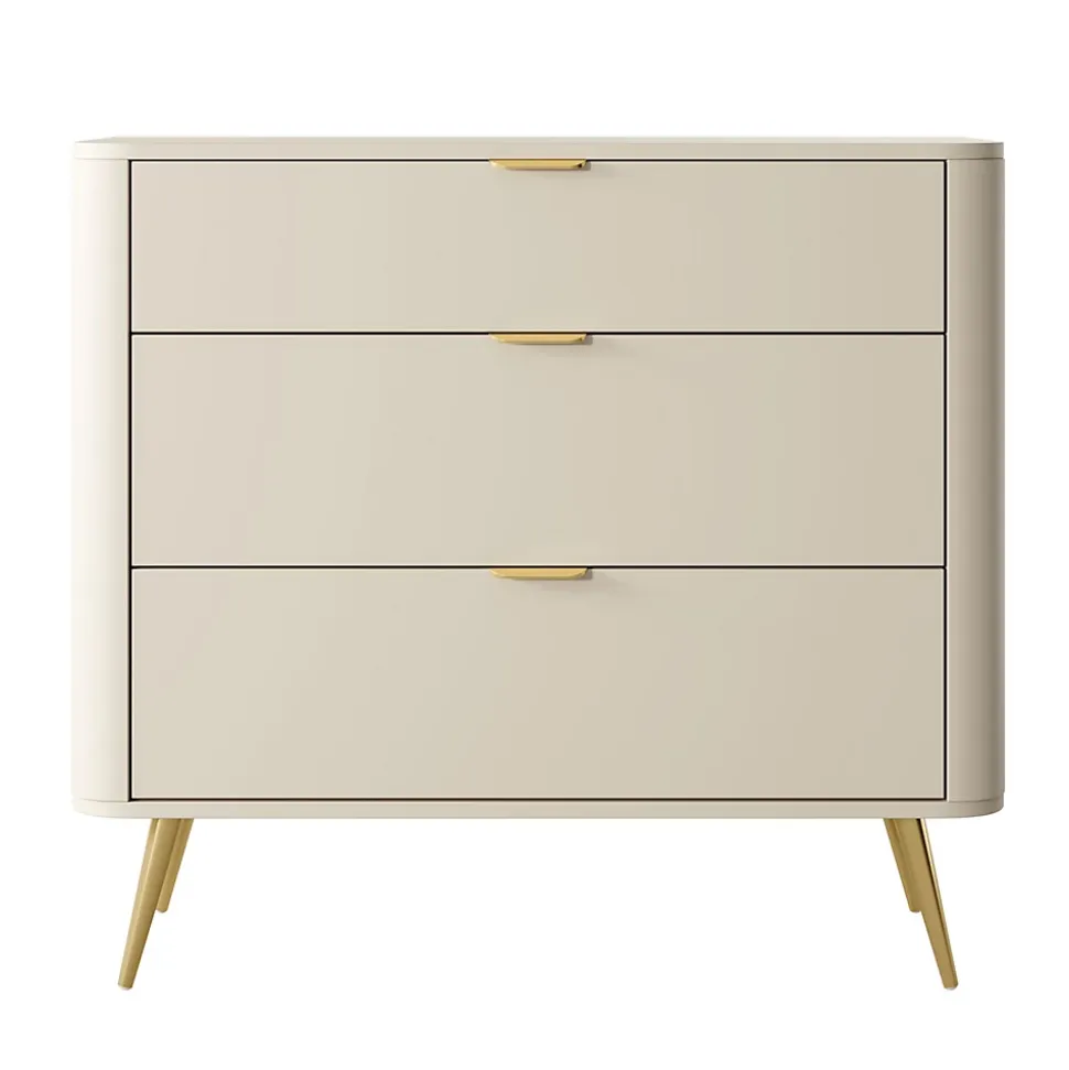 Commode 3 tiroirs couleur beige largeur 90 cm OVAL