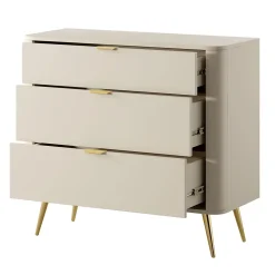 Commode 3 tiroirs couleur beige largeur 90 cm OVAL
