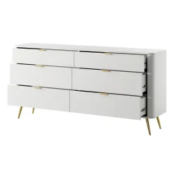 Commode 6 tiroirs couleur blanche largeur 172 cm OVAL