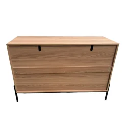 Commode 6 tiroirs décor bois rainuré 124cm - VALLO
