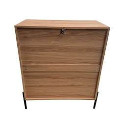 Commode 4 tiroirs décor bois rainuré 84cm - VALLO