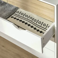 Commode 5 tiroirs design scandinave meuble de rangement chambre panneau de particules 99 x 39 x 101 cm blanc aspect chêne clair