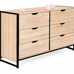 Commode 6 tiroirs DETROIT XXL 140 cm design industriel