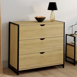 Commode 3 tiroirs DETROIT 80 cm design industriel