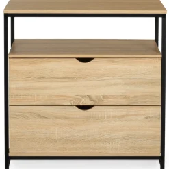 Commode 2 tiroirs DETROIT 80 cm design industriel avec étagère