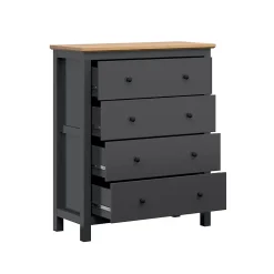 Commode 4 tiroirs Duck Gris anthracite et Bois