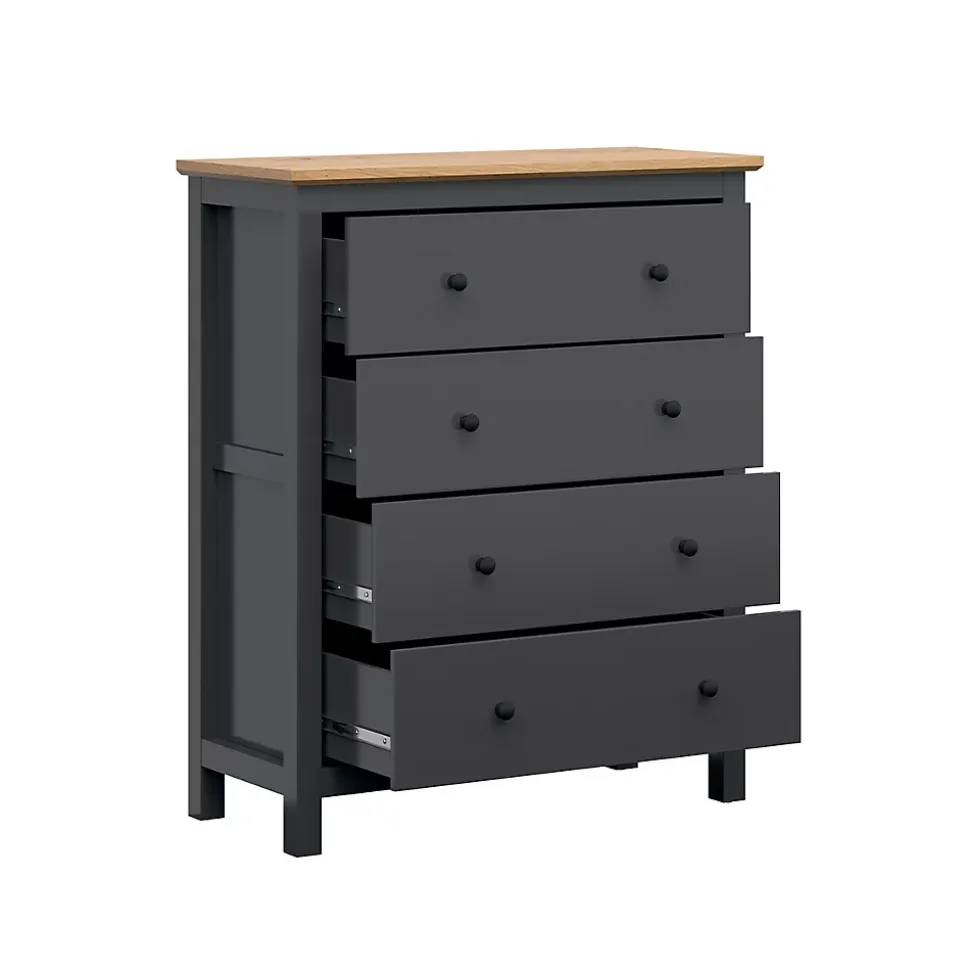 Commode 4 tiroirs Duck Gris anthracite et Bois
