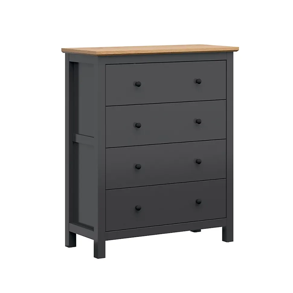 Commode 4 tiroirs Duck Gris anthracite et Bois