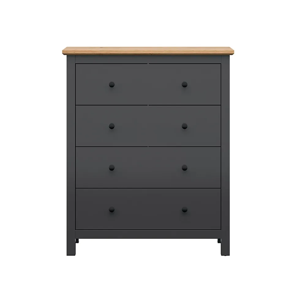 Commode 4 tiroirs Duck Gris anthracite et Bois