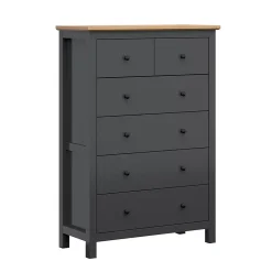 Commode 6 tiroirs Duck Gris anthracite et Bois