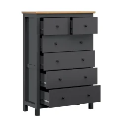 Commode 6 tiroirs Duck Gris anthracite et Bois