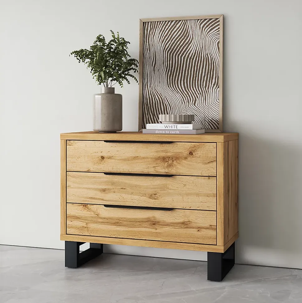 Commode 3 tiroirs Eden Bois et Noir