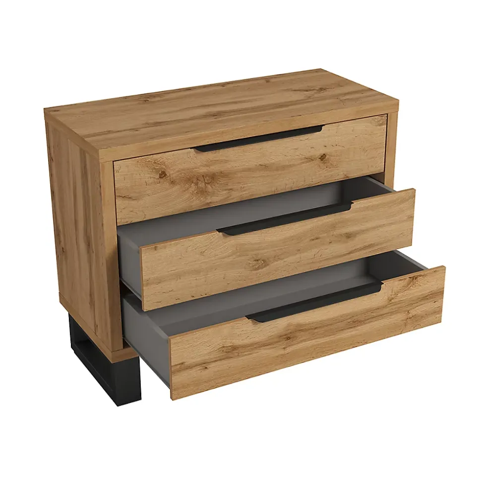 Commode 3 tiroirs Eden Bois et Noir