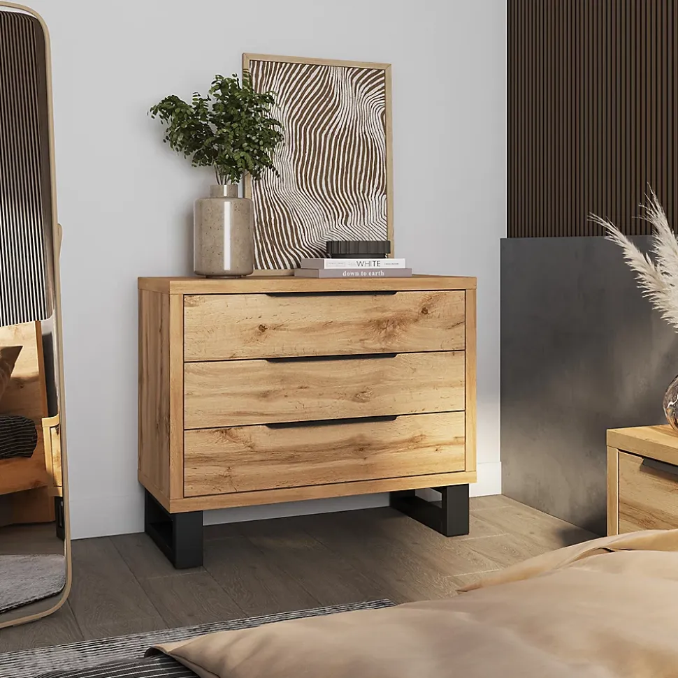 Commode 3 tiroirs Eden Bois et Noir