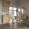 Commode 3 tiroirs effet chêne 90 cm NOLIE