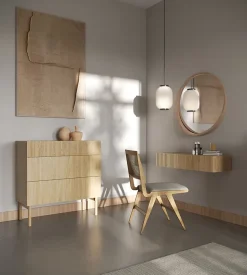 Commode 3 tiroirs effet chêne 90 cm NOLIE