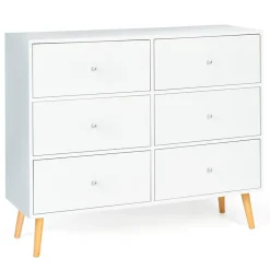 Commode 6 tiroirs EMMIE 110 cm scandinave blanc
