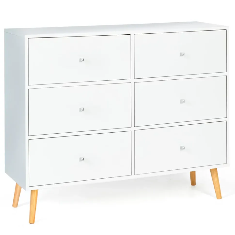 Commode 6 tiroirs EMMIE 110 cm scandinave blanc