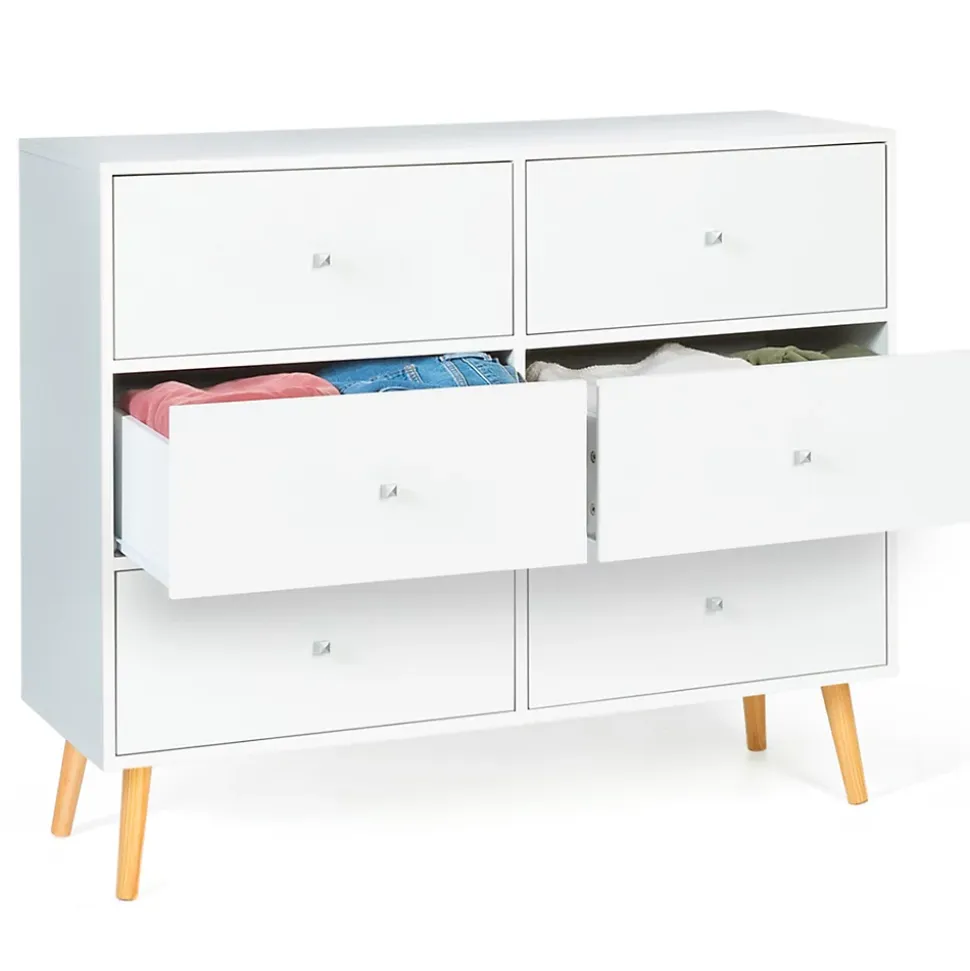 Commode 6 tiroirs EMMIE 110 cm scandinave blanc