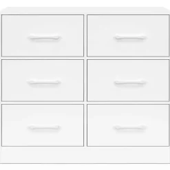 Commode 6 tiroirs en tissu UPPAH 80 cm meuble de rangement bois blanc