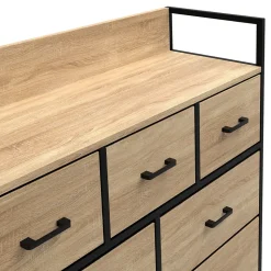 Commode 7 tiroirs en tissu UTAH 100 cm meuble de rangement design industriel