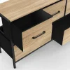 Commode 5 tiroirs en tissu UTAH H.55 cm meuble de rangement design industriel