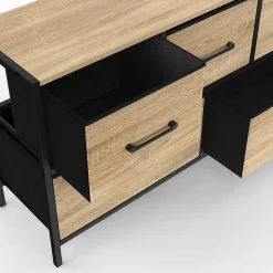 Commode 5 tiroirs en tissu UTAH H.55 cm meuble de rangement design industriel