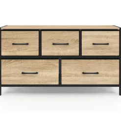 Commode 5 tiroirs en tissu UTAH H.55 cm meuble de rangement design industriel