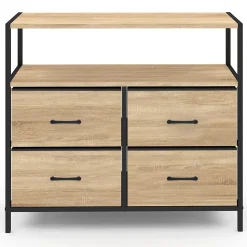 Commode 4 tiroirs en tissu UTAH 80 cm meuble de rangement design industriel