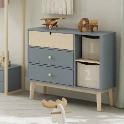 Commode 3 Tiroirs et 2 Niches L90 cm - Estefania
