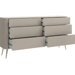 Commode 6 tiroirs grège 168 cm OVARLO
