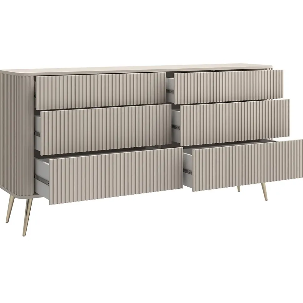 Commode 6 tiroirs grège 168 cm OVARLO