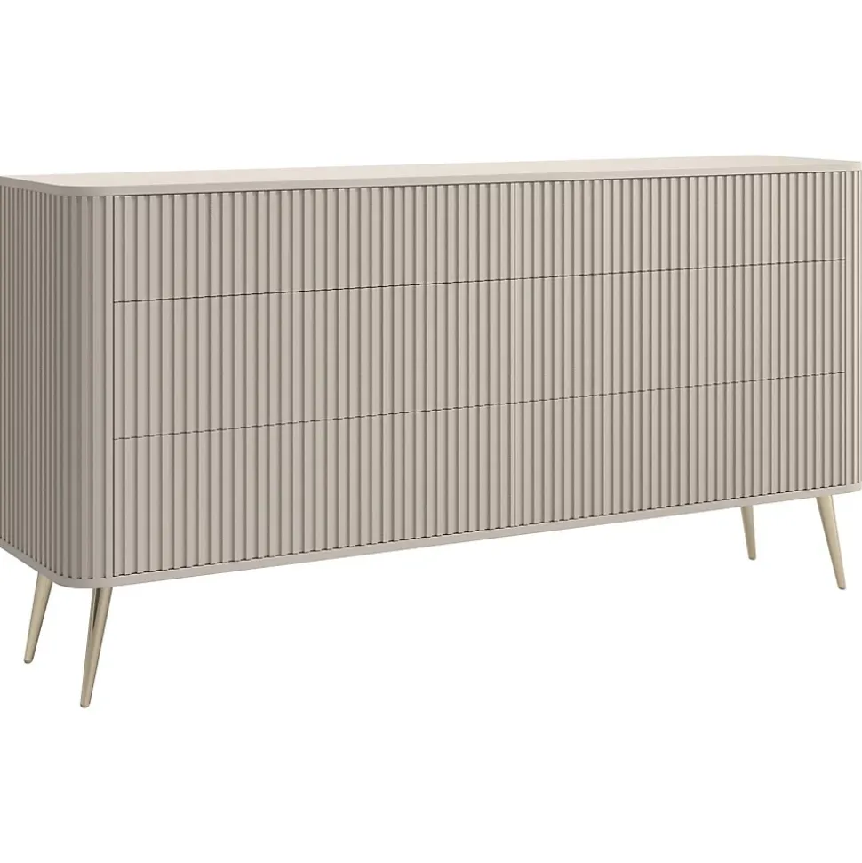 Commode 6 tiroirs grège 168 cm OVARLO