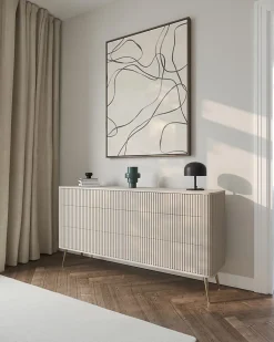 Commode 6 tiroirs grège 168 cm OVARLO