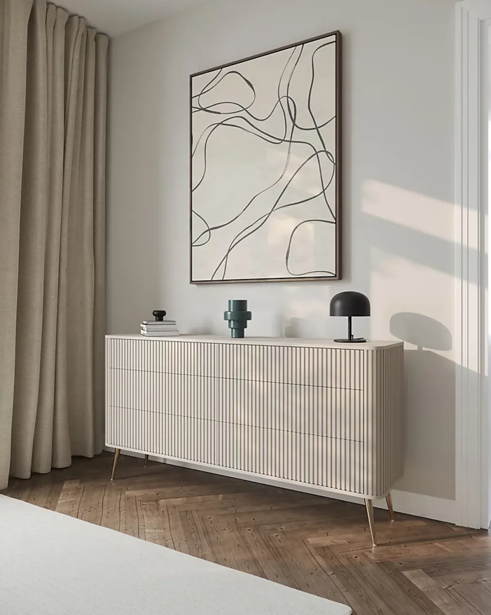 Commode 6 tiroirs grège 168 cm OVARLO