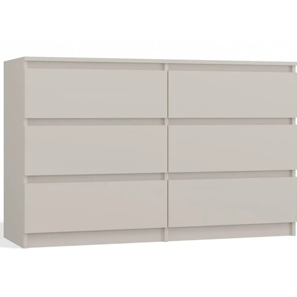 Commode 6 tiroirs grège 120 cm MALWA