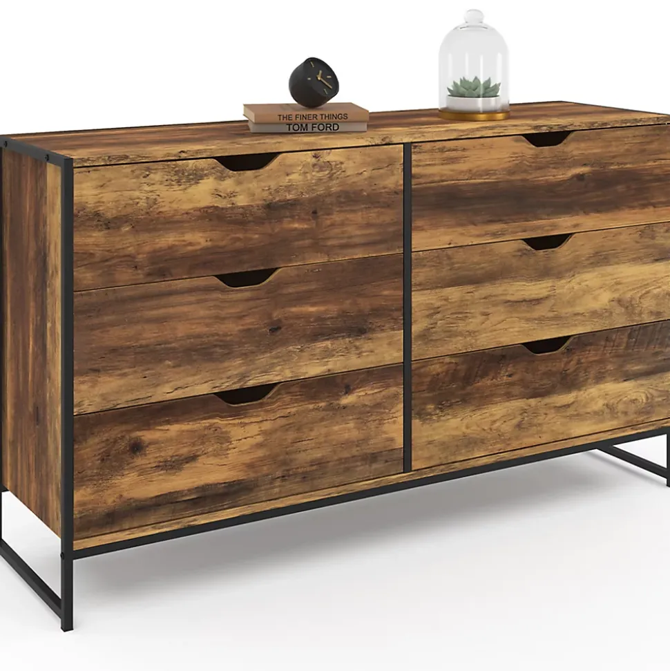 Commode 6 tiroirs HAWKINS XXL 140 cm design industriel