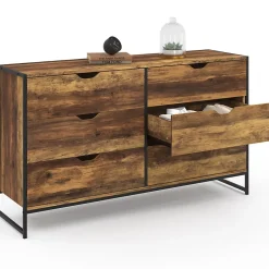 Commode 6 tiroirs HAWKINS XXL 140 cm design industriel