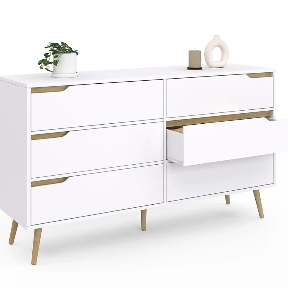 Commode 6 tiroirs HELSINKI XXL 140 cm scandinave blanc
