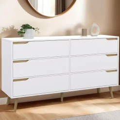 Commode 6 tiroirs HELSINKI XXL 140 cm scandinave blanc