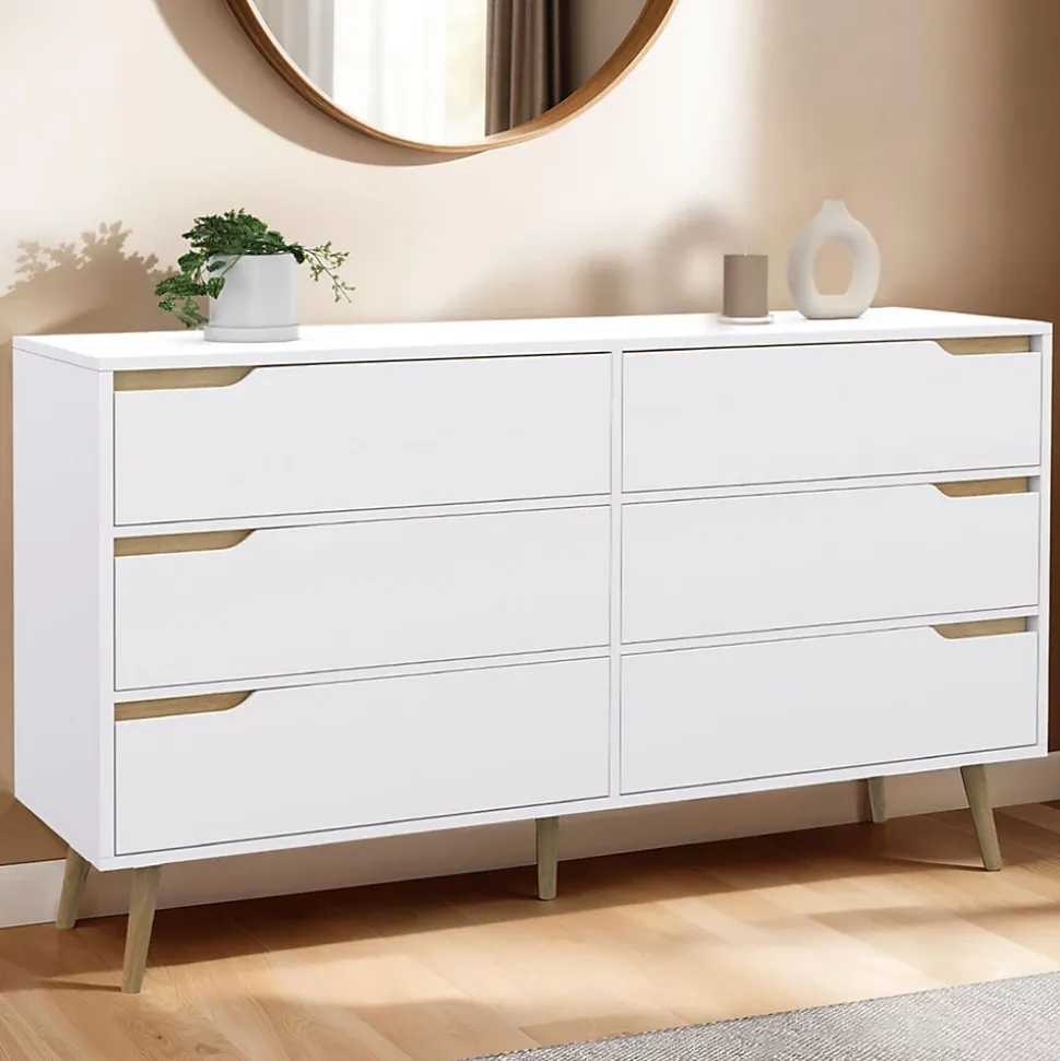 Commode 6 tiroirs HELSINKI XXL 140 cm scandinave blanc