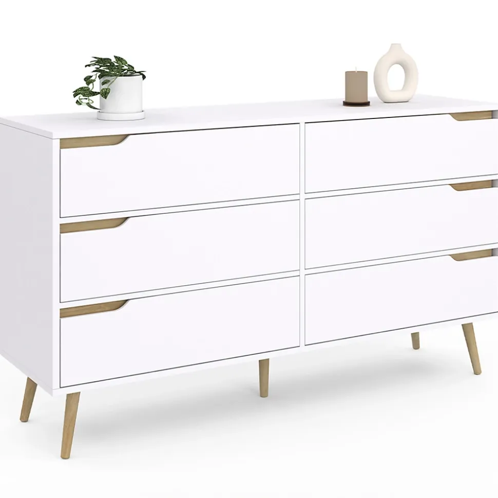 Commode 6 tiroirs HELSINKI XXL 140 cm scandinave blanc