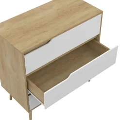 Commode 3 tiroirs HELSINKI 80 cm scandinave bois et blanc