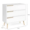 Commode 3 tiroirs HELSINKI 80 cm scandinave blanc